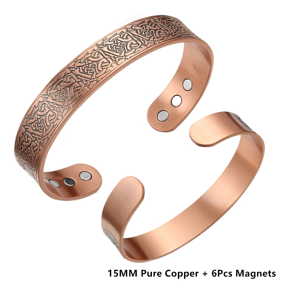 Vintage Pure Copper 18Pcs 3500 Gauss Strong Magnetic Therapy Open Cuff - Bracelet