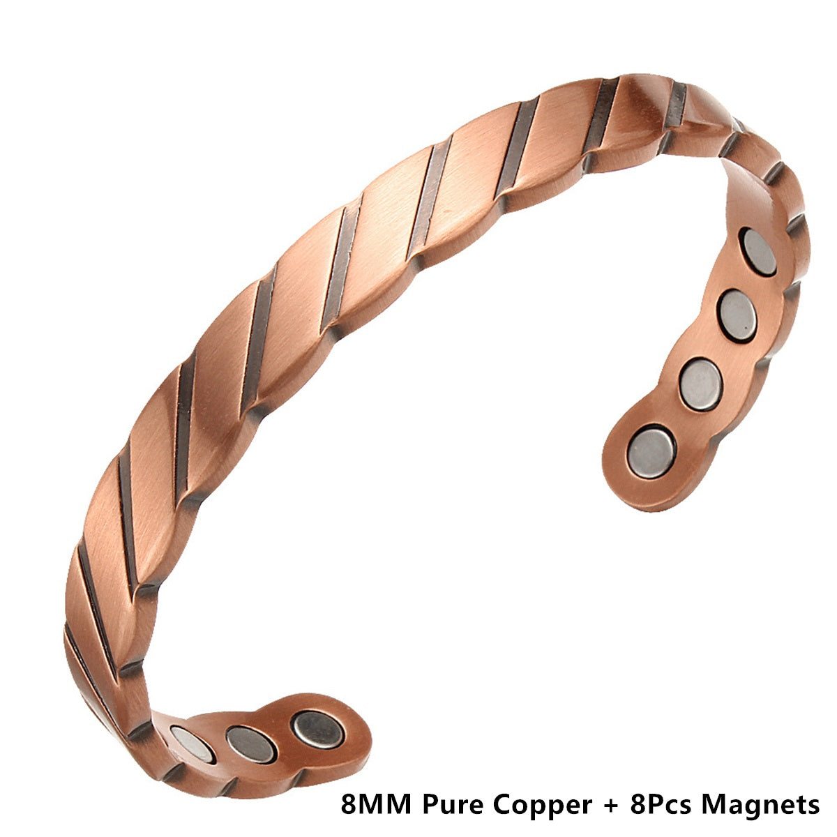 Vintage Pure Copper 18Pcs 3500 Gauss Strong Magnetic Therapy Open Cuff - Bracelet