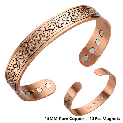 Vintage Pure Copper 18Pcs 3500 Gauss Strong Magnetic Therapy Open Cuff - Bracelet