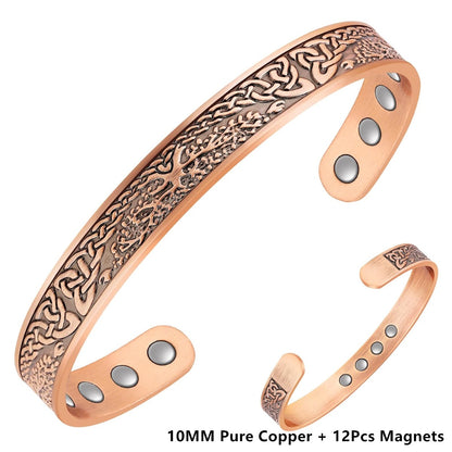 Vintage Pure Copper 18Pcs 3500 Gauss Strong Magnetic Therapy Open Cuff - Bracelet