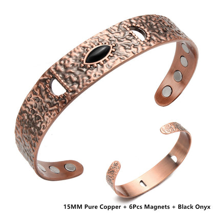 Vintage Pure Copper 18Pcs 3500 Gauss Strong Magnetic Therapy Open Cuff - Bracelet